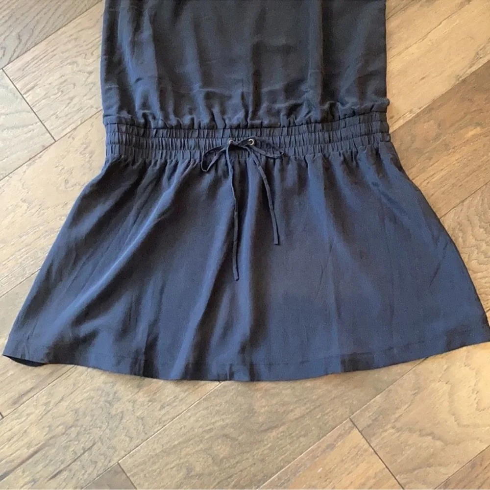 J. CREW Silk Drawstring Waist Dress Black Size M  #C6986 EUC